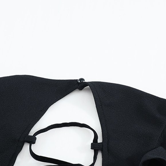 Flutter Sleeve Ruffles Lace-up Ruched Dress - Picture 8 of 13